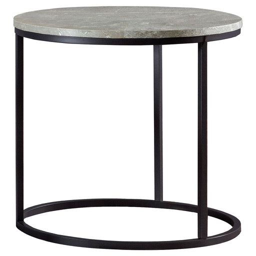 Lainey Faux Marble Round Top End Table Grey and Gunmetal - Imperial Furniture (Las Vegas, NV) - Multi Location