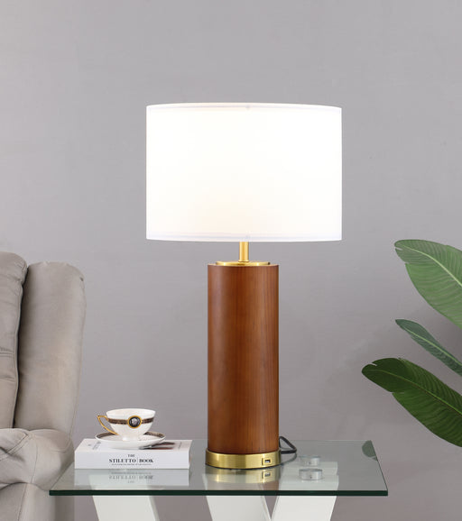 Aziel Drum Shade Bedside Table Lamp Cappuccino and Gold - Imperial Furniture (Las Vegas, NV) - Multi Location