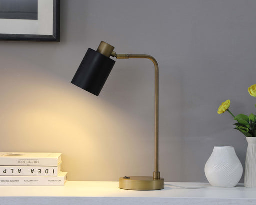 Cherise Adjustable Shade Table Lamp Antique Brass and Matte Black - Imperial Furniture (Las Vegas, NV) - Multi Location
