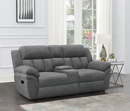 Bahrain Upholstered Motion Loveseat with Console Charcoal - Imperial Furniture (Las Vegas, NV) - Multi Location