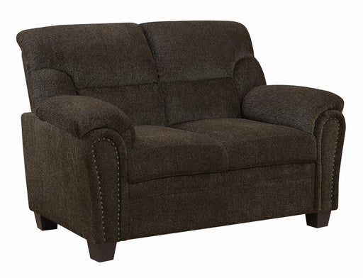 Clementine Upholstered Loveseat with Nailhead Trim Brown - Imperial Furniture (Las Vegas, NV) - Multi Location