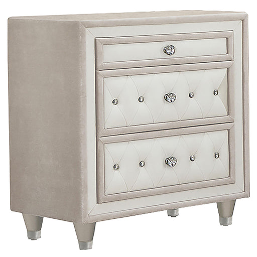 Antonella 3-drawer Upholstered Nightstand Ivory and Camel - Imperial Furniture (Las Vegas, NV) - Multi Location