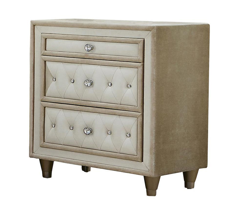 Antonella 3-drawer Upholstered Nightstand Ivory and Camel - Imperial Furniture (Las Vegas, NV) - Multi Location