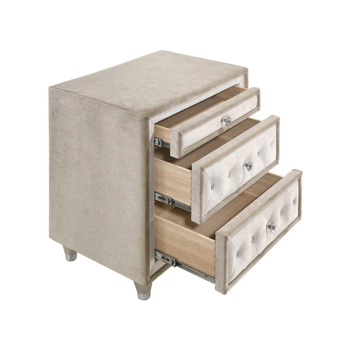 Antonella 3-drawer Upholstered Nightstand Ivory and Camel - Imperial Furniture (Las Vegas, NV) - Multi Location