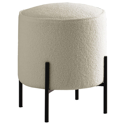 Basye Round Upholstered Ottoman Beige and Matte Black - Imperial Furniture (Las Vegas, NV) - Multi Location