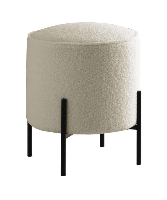 Basye Round Upholstered Ottoman Beige and Matte Black - Imperial Furniture (Las Vegas, NV) - Multi Location