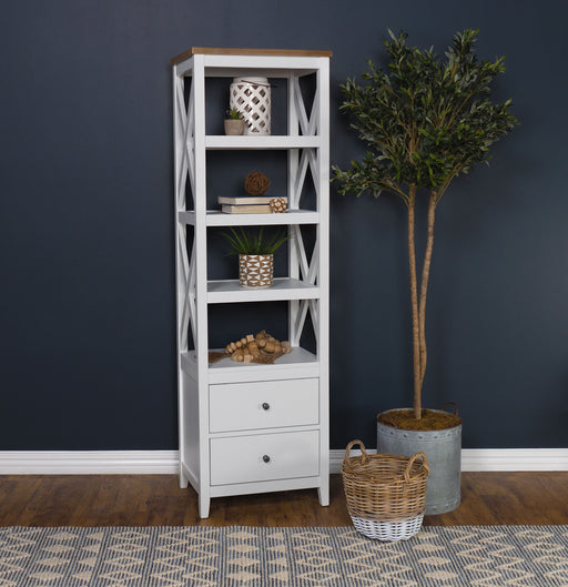 Angela 4-shelf Wooden Media Tower with Drawers Brown and White - Imperial Furniture (Las Vegas, NV) - Multi Location
