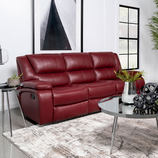 Camila Upholstered Motion Reclining Sofa Red Faux Leather - Imperial Furniture (Las Vegas, NV) - Multi Location