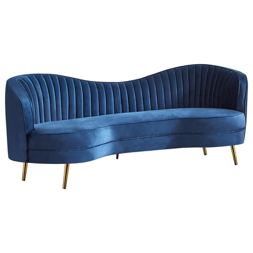 Sophia Upholstered Camel Back Sofa Blue - Imperial Furniture (Las Vegas, NV) - Multi Location