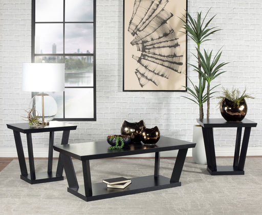 Aminta 3-piece Occasional Set with Open Shelves Black - Imperial Furniture (Las Vegas, NV) - Multi Location