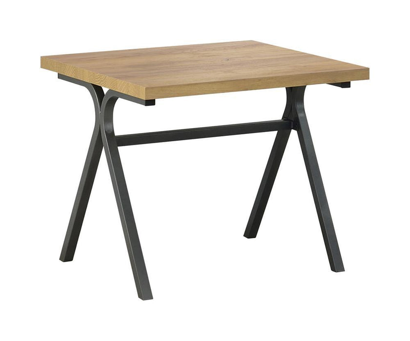 Colmar 3-piece Trestle Occasional Table Set Golden Oak and Gunmetal - Imperial Furniture (Las Vegas, NV) - Multi Location