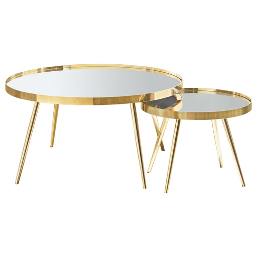 Kaelyn 2-piece Mirror Top Nesting Coffee Table Mirror and Gold - Imperial Furniture (Las Vegas, NV) - Multi Location