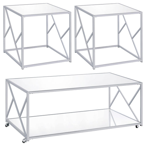 Provins 3-piece Occasional Table Set Clear Mirror and Chrome - Imperial Furniture (Las Vegas, NV) - Multi Location