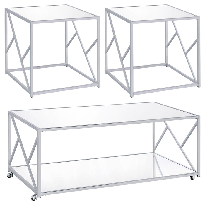 Provins 3-piece Occasional Table Set Clear Mirror and Chrome - Imperial Furniture (Las Vegas, NV) - Multi Location