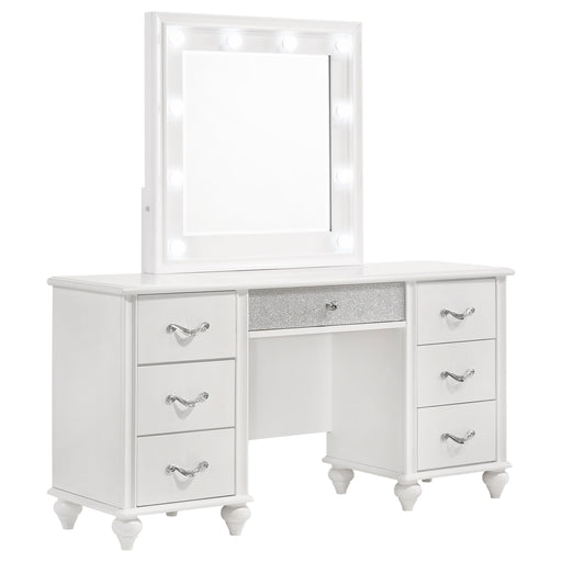Barzini 7-drawer Vanity Desk with Lighted Mirror White - Imperial Furniture (Las Vegas, NV) - Multi Location