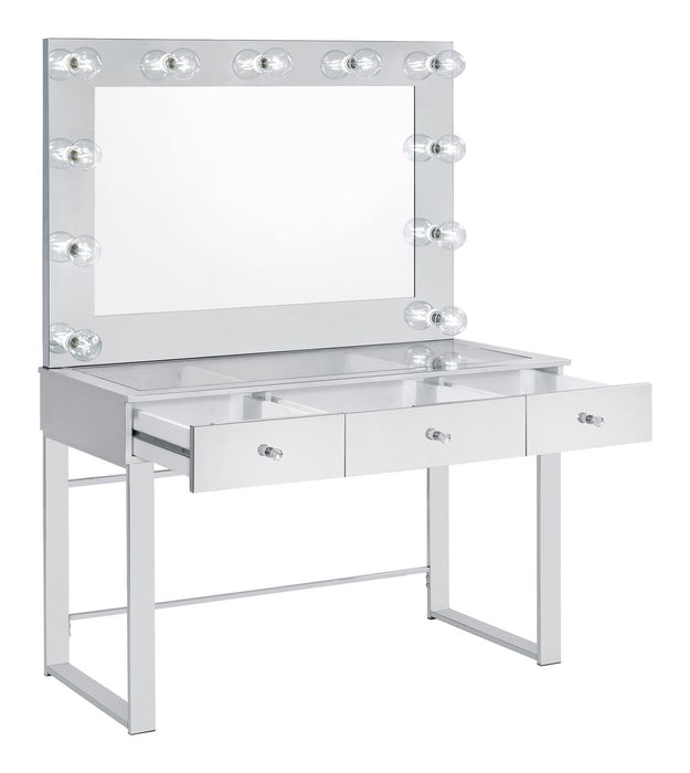 Umbridge 3-drawer Vanity with Lighting Chrome and White - Imperial Furniture (Las Vegas, NV) - Multi Location