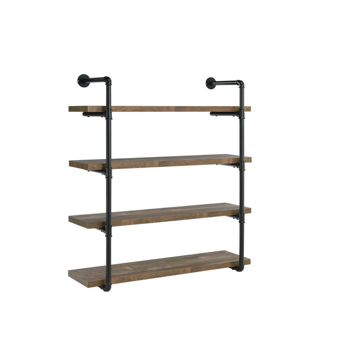 Elmcrest 40-inch Wall Shelf Black and Rustic Oak - Imperial Furniture (Las Vegas, NV) - Multi Location