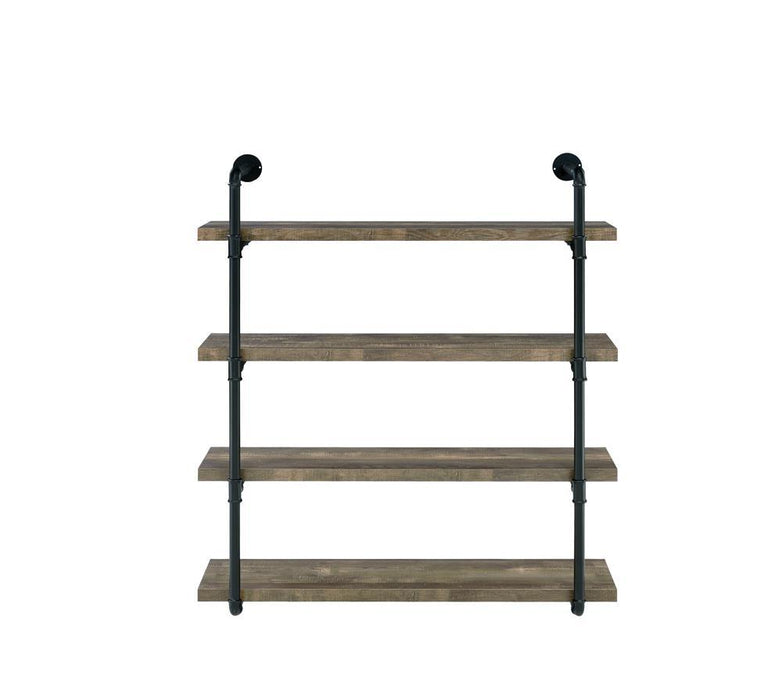 Elmcrest 40-inch Wall Shelf Black and Rustic Oak - Imperial Furniture (Las Vegas, NV) - Multi Location