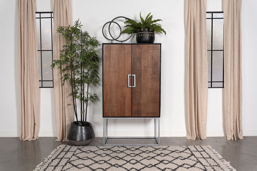 Borman 2-door Bar Cabinet Wine Storage Walnut and Black - Imperial Furniture (Las Vegas, NV) - Multi Location