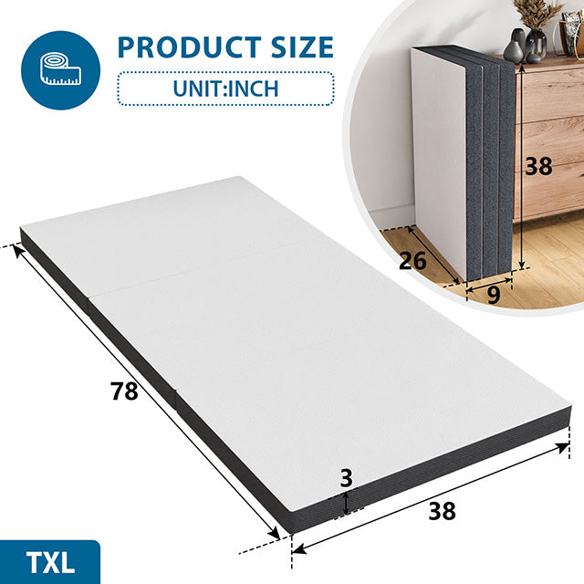 Hollyhock 3" Twin XL Tri-Fold Memory Foam Topper - Imperial Furniture (Las Vegas, NV) - Multi Location