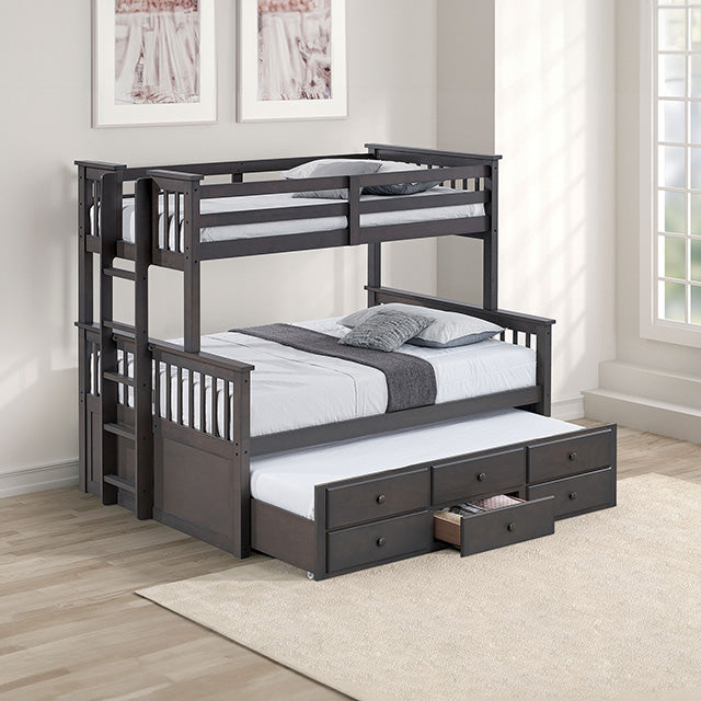 University Twin/Full Bunk Bed Grey, Walnut, & White - Imperial Furniture (Las Vegas, NV) - Multi Location