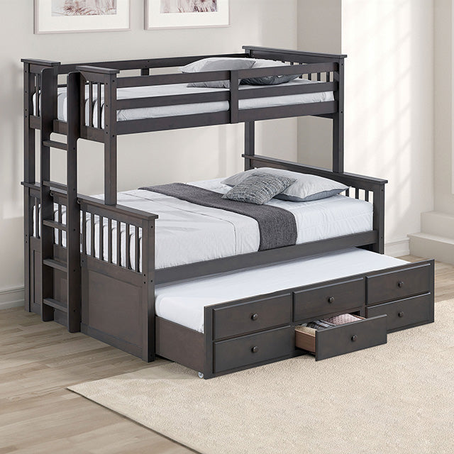 University Twin/Full Bunk Bed Grey, Walnut, & White - Imperial Furniture (Las Vegas, NV) - Multi Location