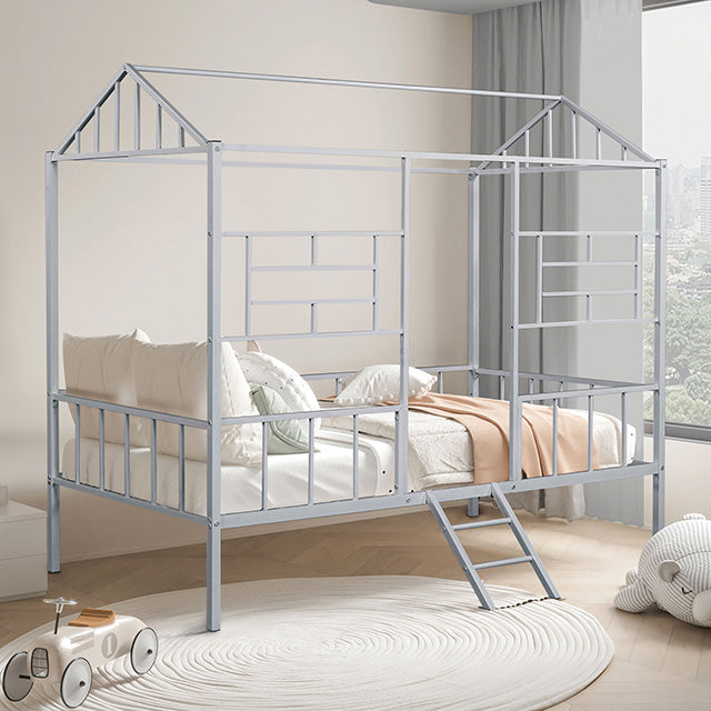 Rhonda Twin Loft Bed White, Silver, & Black - Imperial Furniture (Las Vegas, NV) - Multi Location