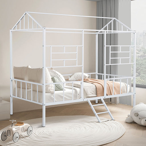 Rhonda Twin Loft Bed White, Silver, & Black - Imperial Furniture (Las Vegas, NV) - Multi Location