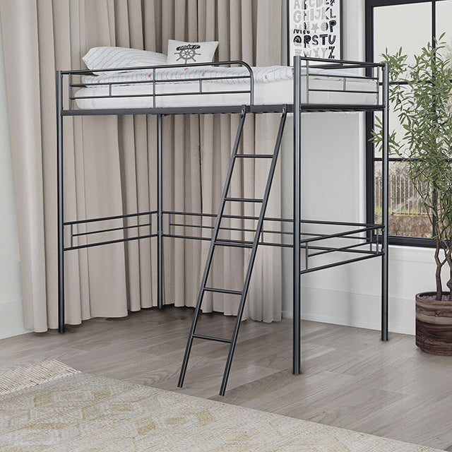 Myles Twin Loft Bed White, Silver & Black - Imperial Furniture (Las Vegas, NV) - Multi Location