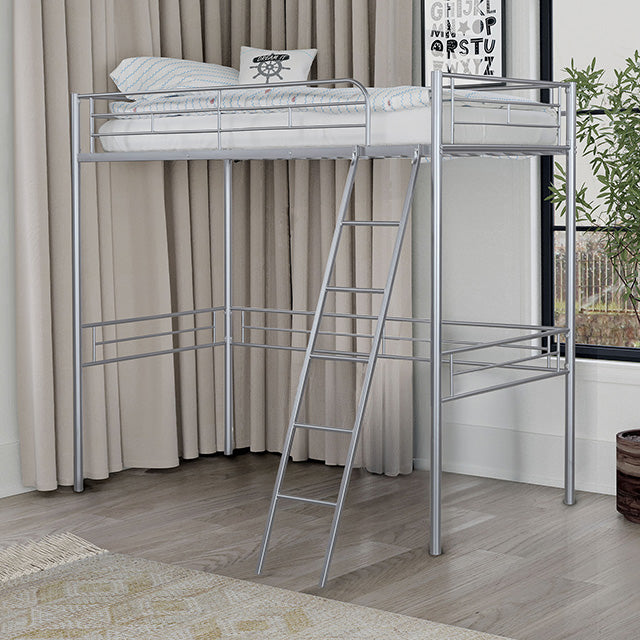 Myles Twin Loft Bed White, Silver & Black - Imperial Furniture (Las Vegas, NV) - Multi Location