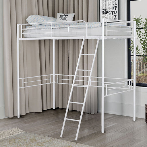 Myles Twin Loft Bed White, Silver & Black - Imperial Furniture (Las Vegas, NV) - Multi Location