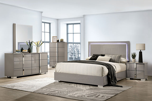 Sinistra Bed Beige, Black, White - Imperial Furniture (Las Vegas, NV) - Multi Location