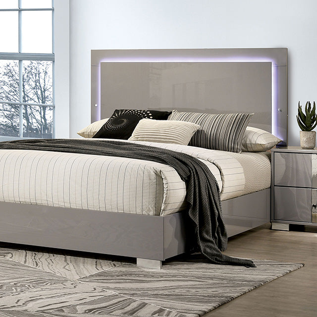 Sinistra E.King & Queen Bed White, Black & Beige - Imperial Furniture (Las Vegas, NV) - Multi Location