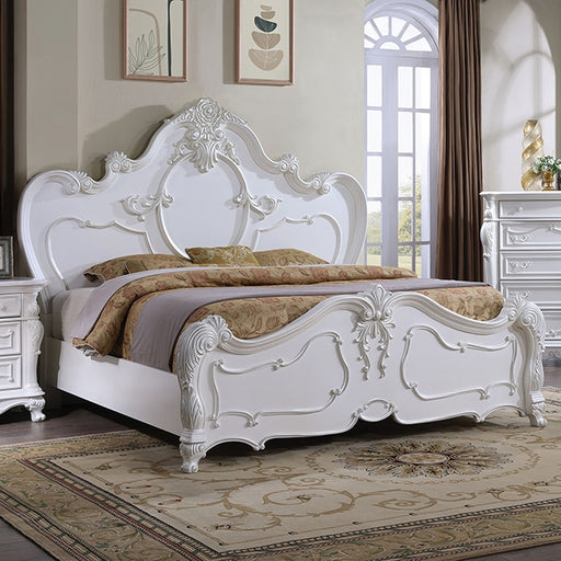 Roselli E.King & Queen Bed White & Chrome - Imperial Furniture (Las Vegas, NV) - Multi Location