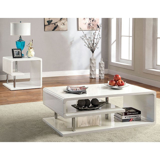 Ninove I White/Chrome Coffee Table - Imperial Furniture (Las Vegas, NV) - Multi Location