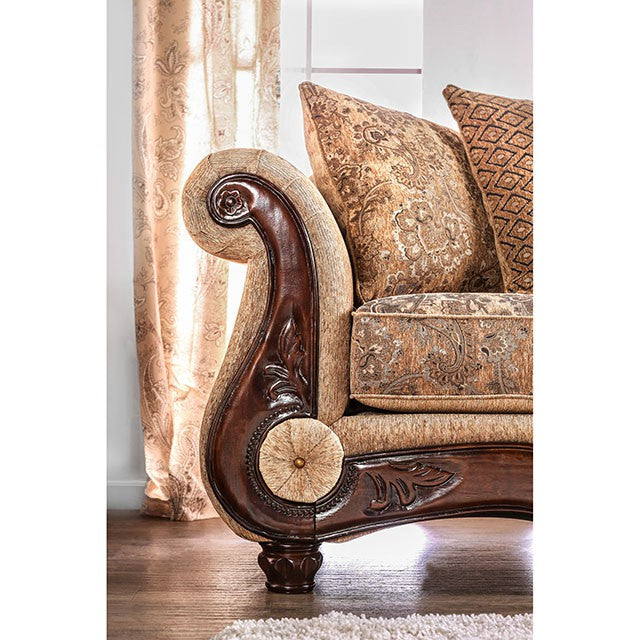 NICANOR Tan/Gold Love Seat - Imperial Furniture (Las Vegas, NV) - Multi Location