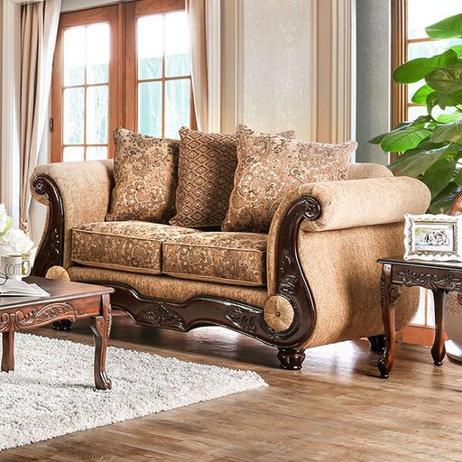 NICANOR Tan/Gold Love Seat - Imperial Furniture (Las Vegas, NV) - Multi Location