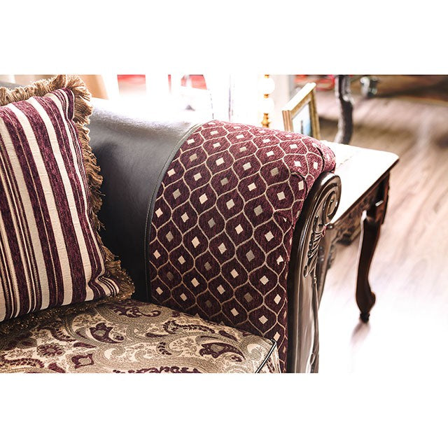 Quirino Burgundy/Dark Brown Love Seat - Imperial Furniture (Las Vegas, NV) - Multi Location