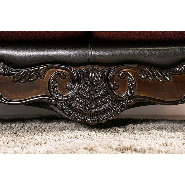 Quirino Burgundy/Dark Brown Love Seat - Imperial Furniture (Las Vegas, NV) - Multi Location