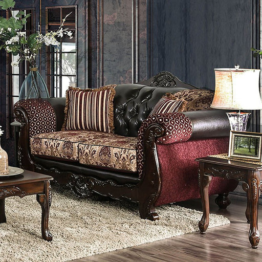 Quirino Burgundy/Dark Brown Love Seat - Imperial Furniture (Las Vegas, NV) - Multi Location
