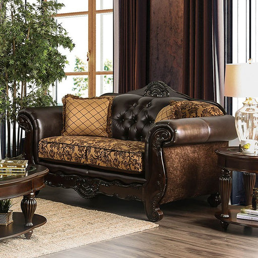 Quirino Tan/Dark Brown Love Seat - Imperial Furniture (Las Vegas, NV) - Multi Location