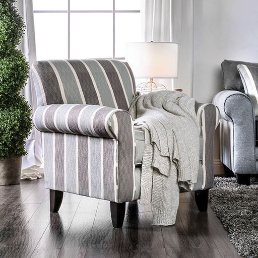 Misty Blue/Gray Stripe Chair - Imperial Furniture (Las Vegas, NV) - Multi Location